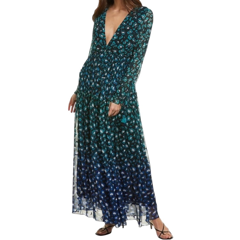 Rococo Sand sequin leopard tiered maxi dress